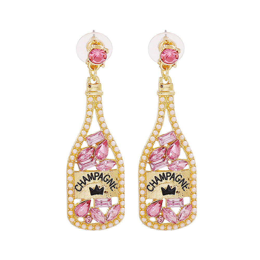 Wholesale Party Wine Bottle Alloy Earrings